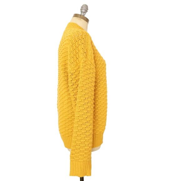 GREY COLLECTIVE Textured Popcorn Stitch Sweater M Yellow Long Sleeve NWT B43 - Picture 2 of 5